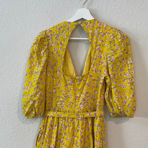 Nicholas The Celie Maxi Dress Hastings Yellow Floral Print Linen Blend Size 4 - Picture 12 of 13